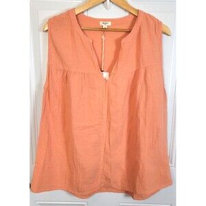 NWT Dylan Sleeveless Cotton Top Size L Natural Fabric Breathable